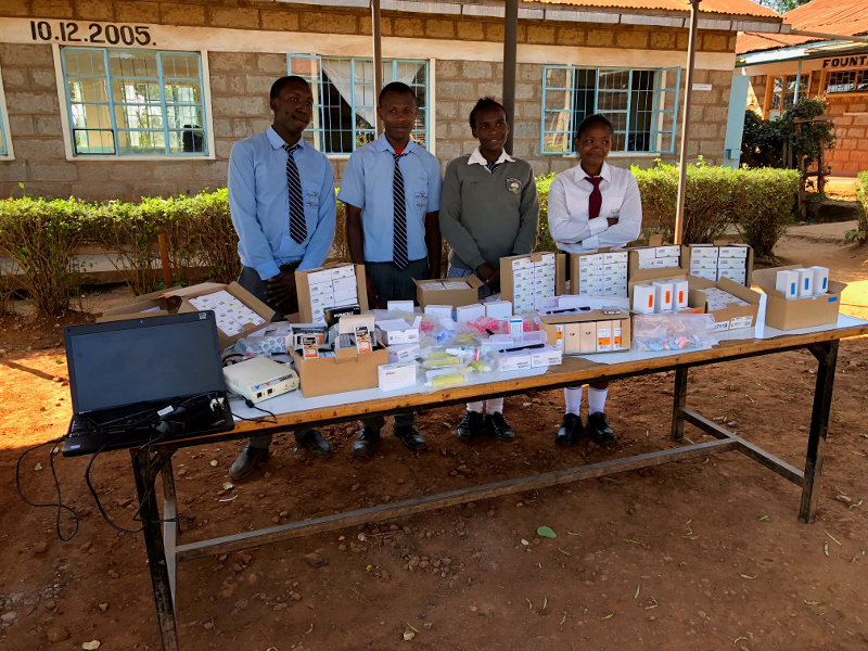 Students with donated equipment